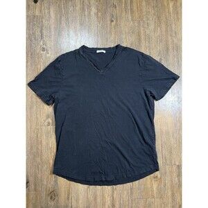 Buck Mason T-Shirt V-Neck Mens Size L Black Casual Short Sleeve Slub Curved